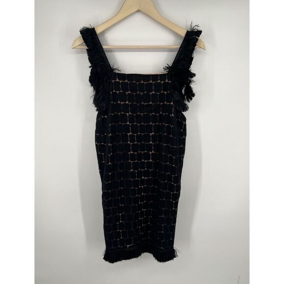 NEW Alexis Jasmine Dress With Fringe Black Cocktail Off Shoulder Size Large - Picture 1 of 7